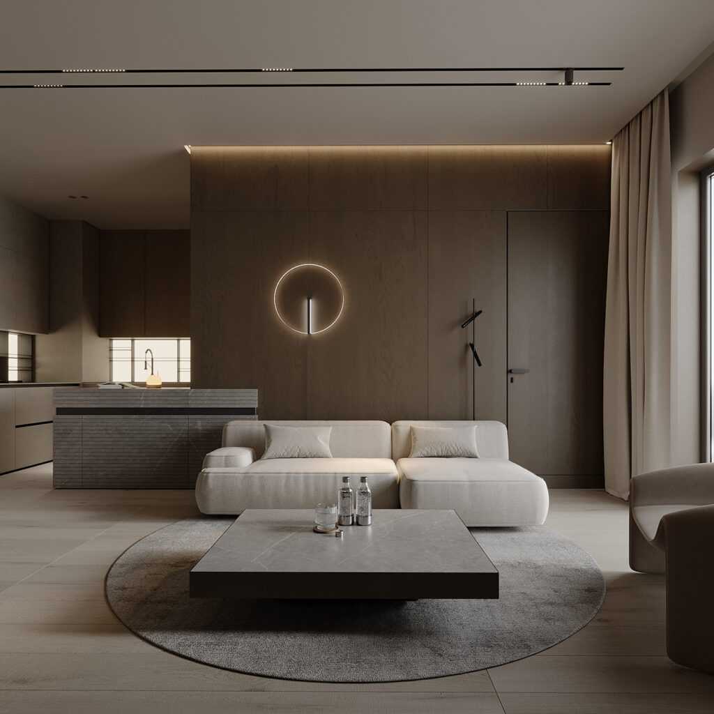 moody and minimalist living space