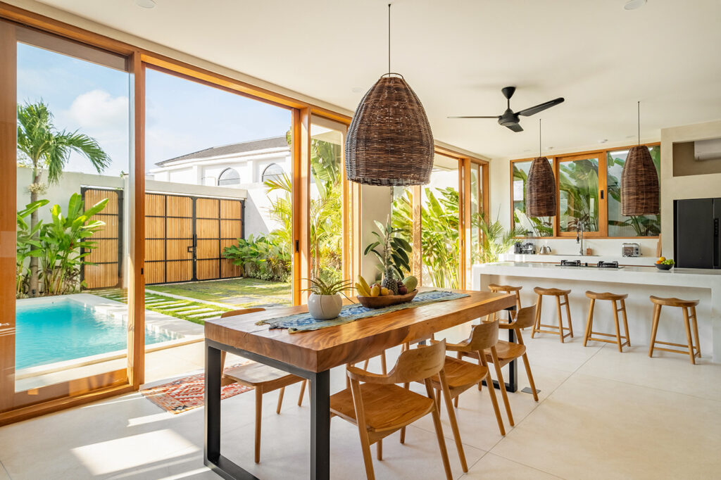 natural wood dining table