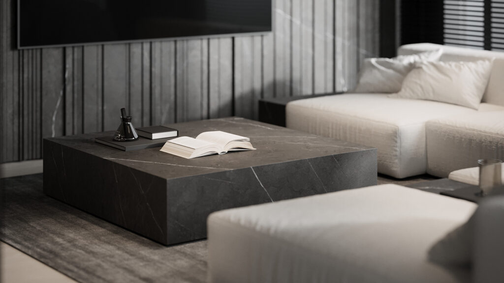 sleek marble coffee table