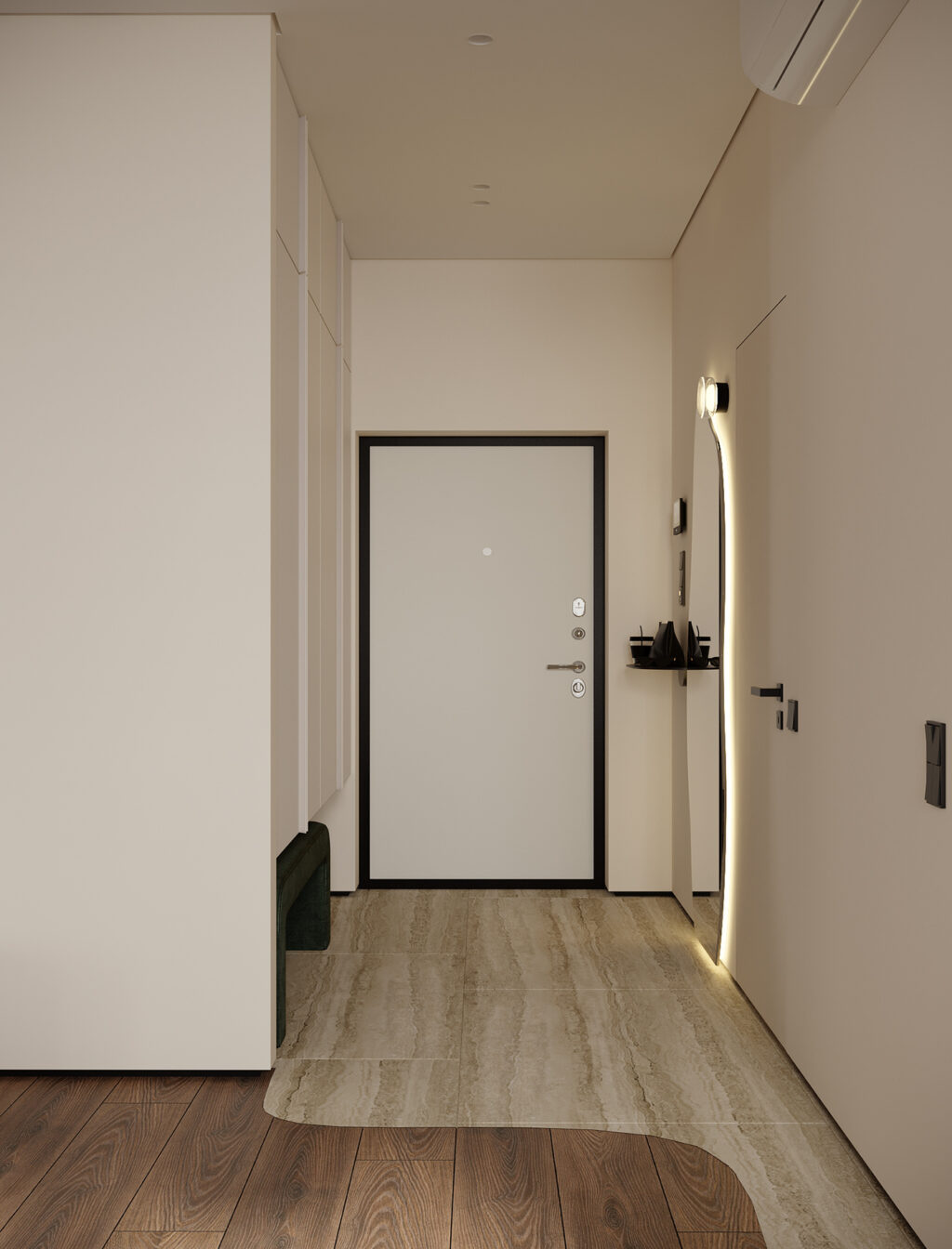 white and black foyer