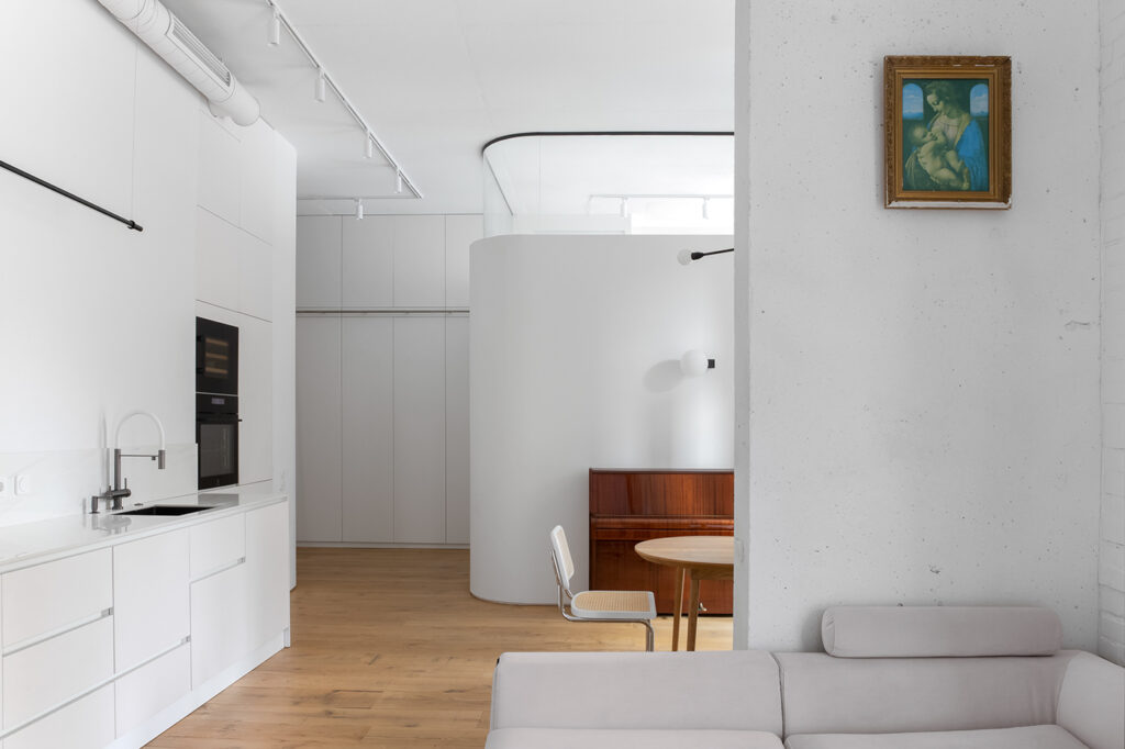 white open floor kitchen and dining