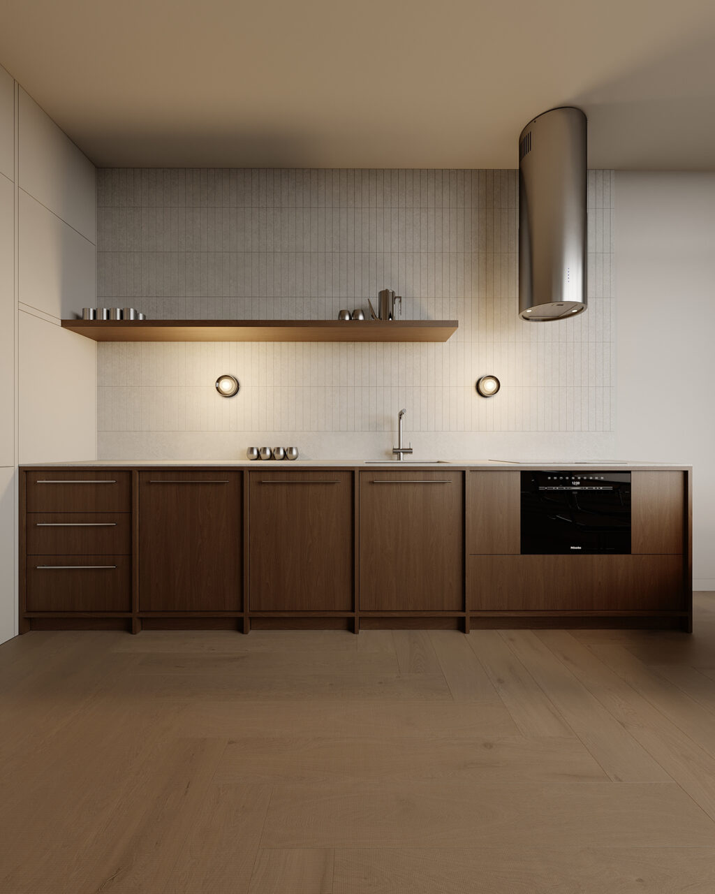 wooden and tiled kitchen