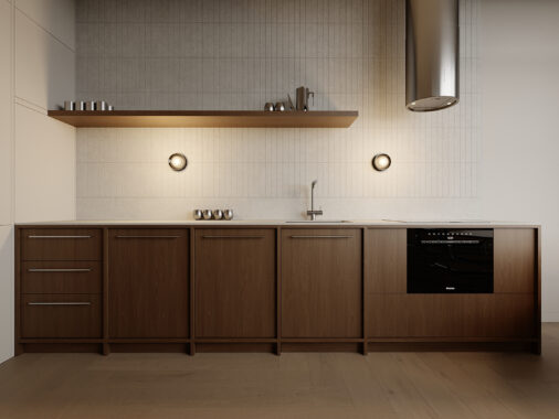 wooden and tiled kitchen